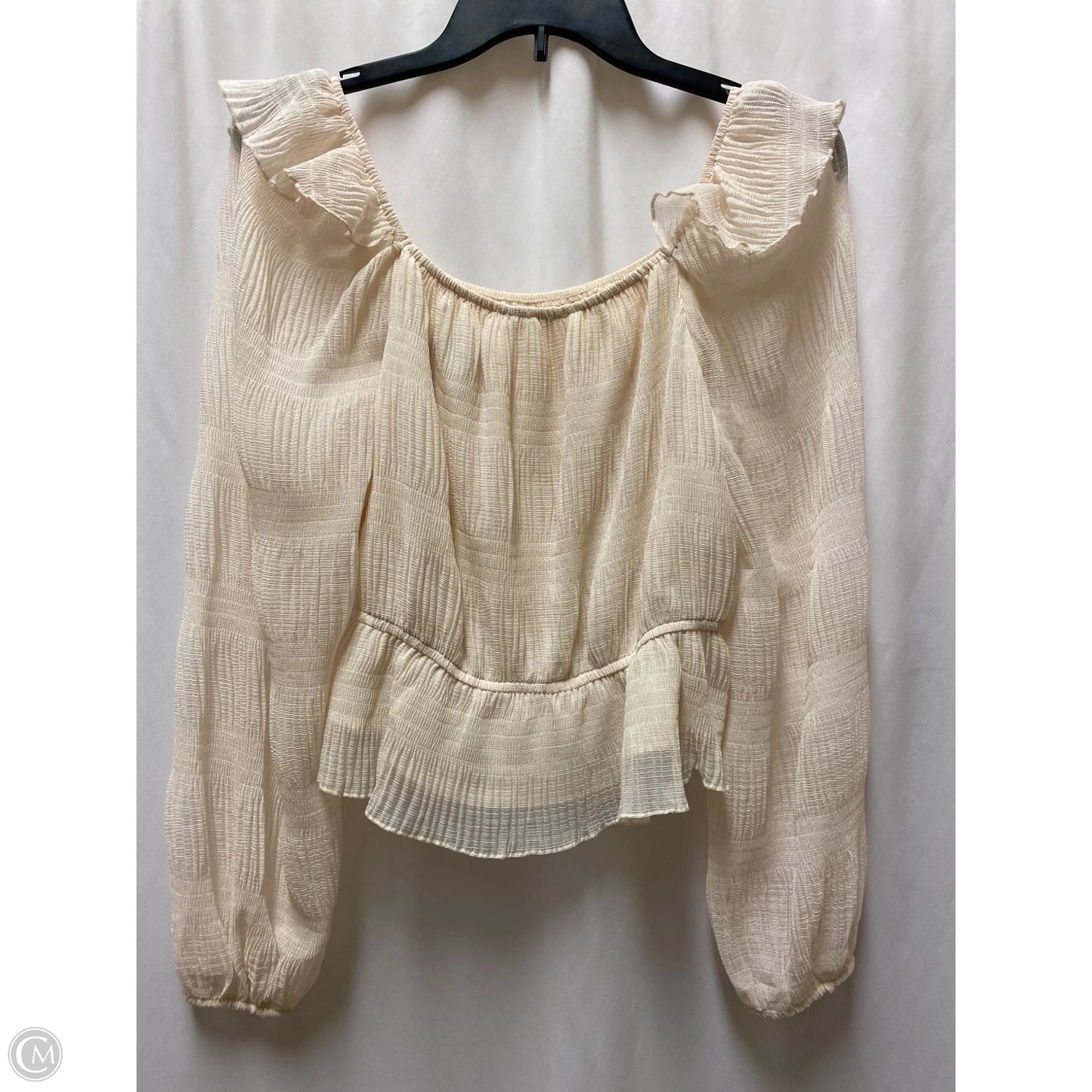 Top Long Sleeve By Blu Pepper In Cream, Size: L