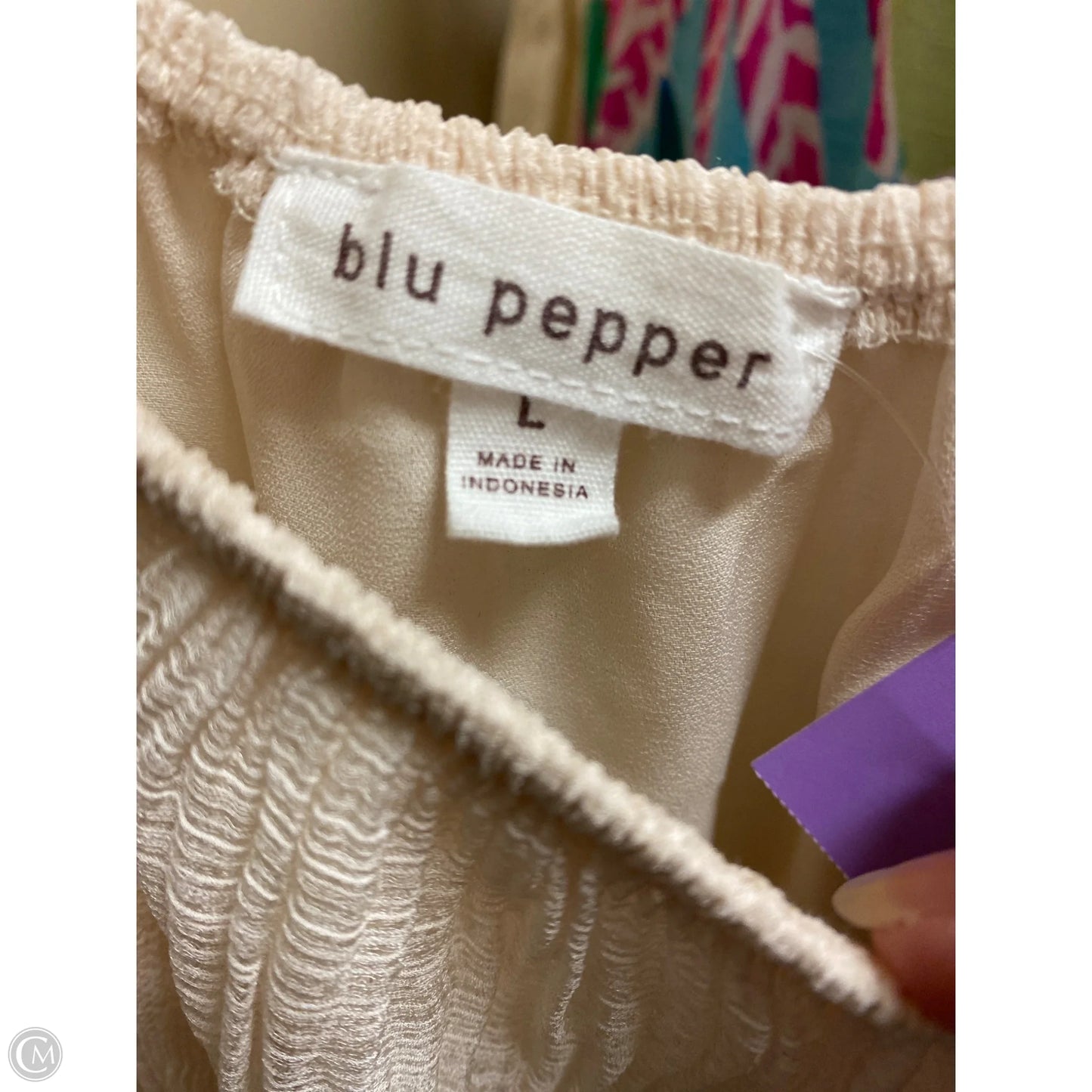 Top Long Sleeve By Blu Pepper In Cream, Size: L