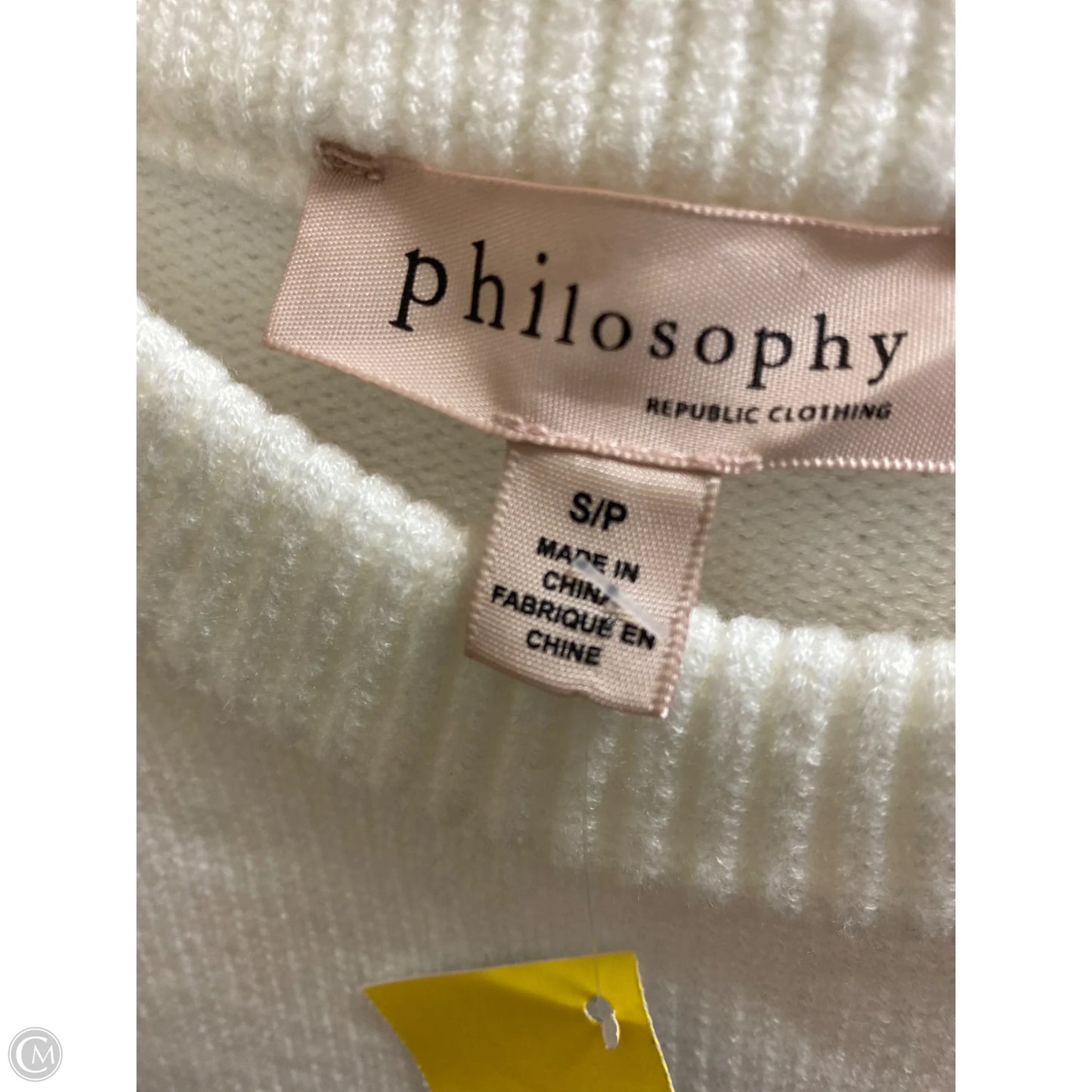 Sweater By Philosophy In White, Size: Sp