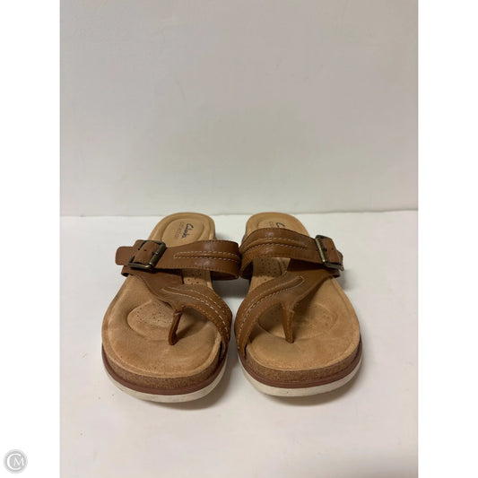 Sandals Heels Platform By Clarks In Brown, Size: 9
