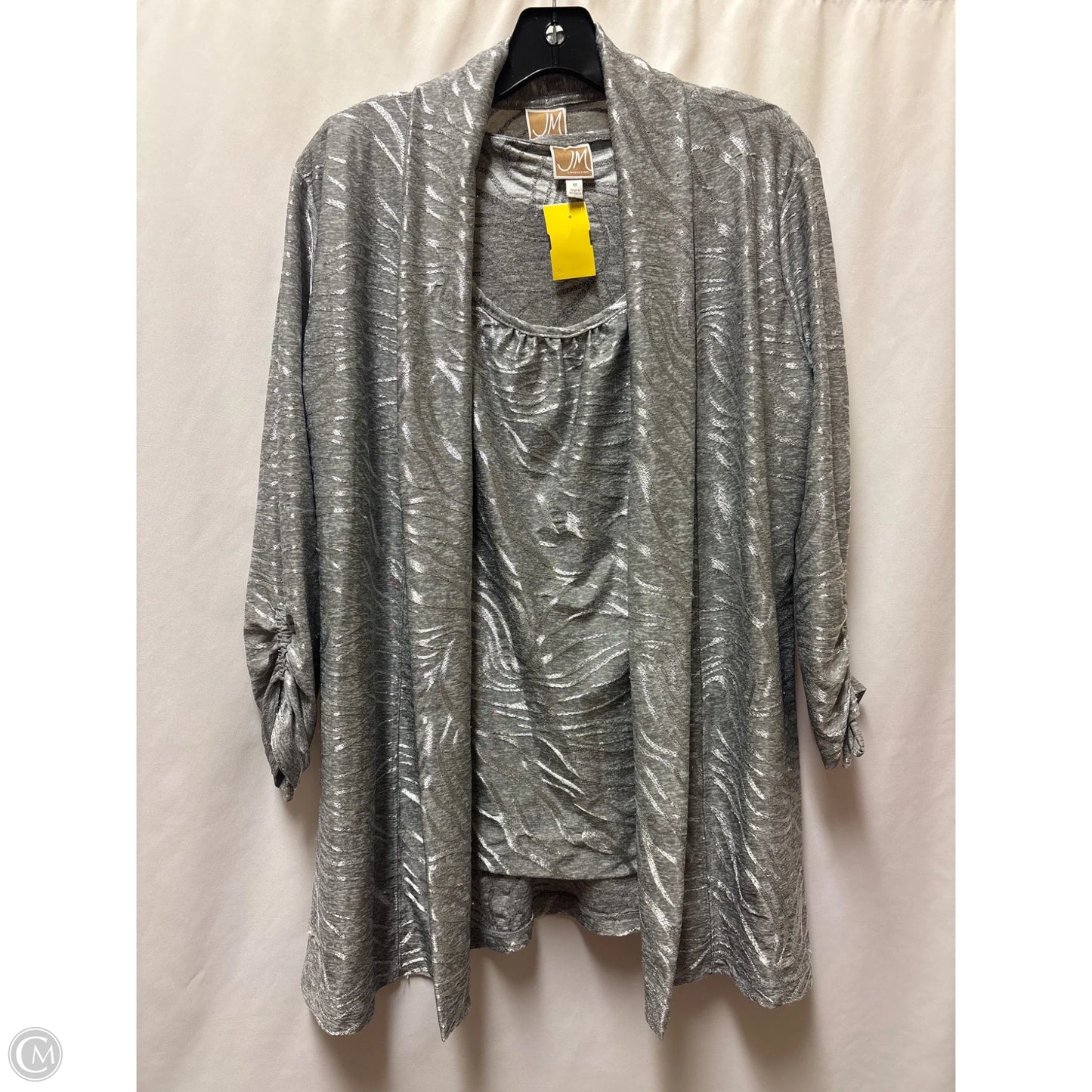 Cardigan By Jm Collections In Grey, Size: M