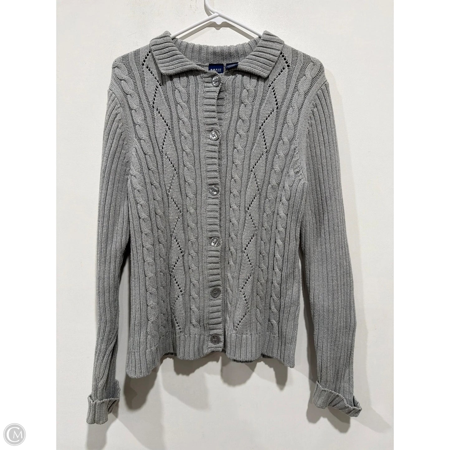 Sweater Cardigan By Basic Editions In Grey, Size: S