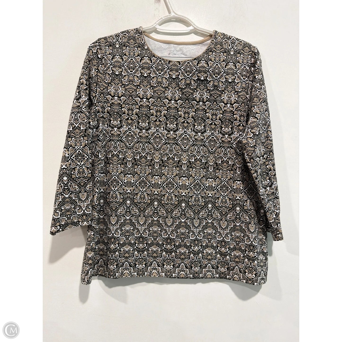 Top Long Sleeve By Kim Rogers, in Tan, Size: PM