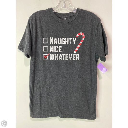 Top Short Sleeve By Holiday Time In Grey, Size: S