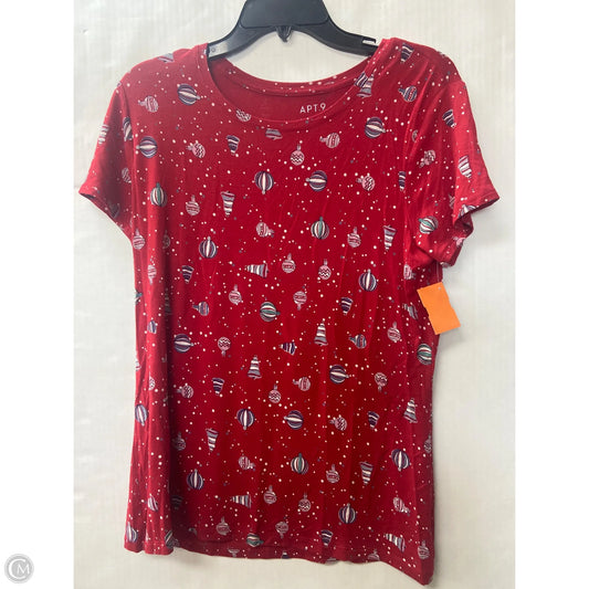 Top Short Sleeve By Apt 9 In Red, Size: L