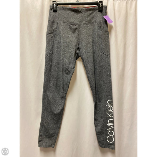Athletic Leggings By Calvin Klein In Grey, Size: M