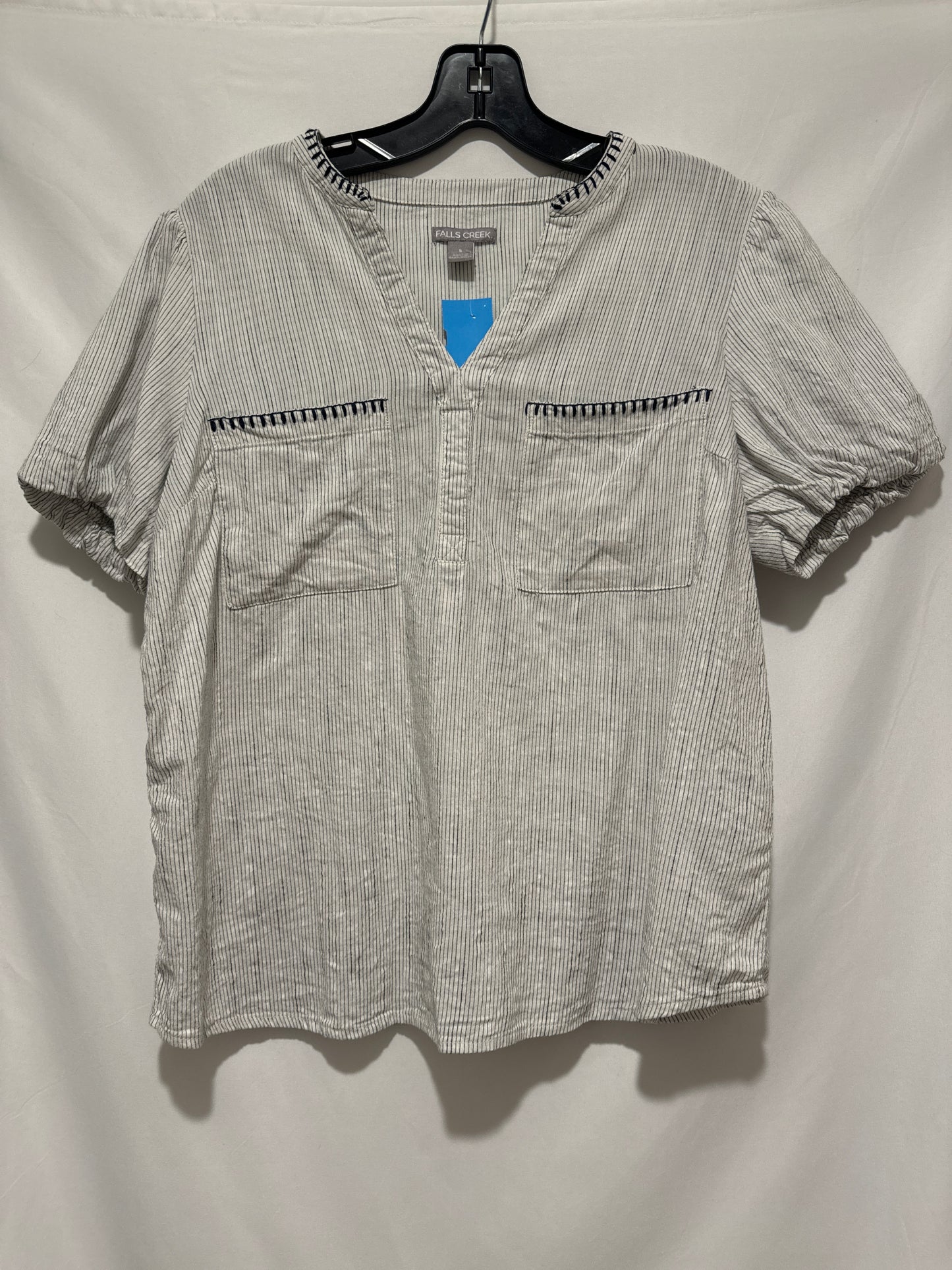 Top Short Sleeve By Falls Creek In Blue & White, Size: S