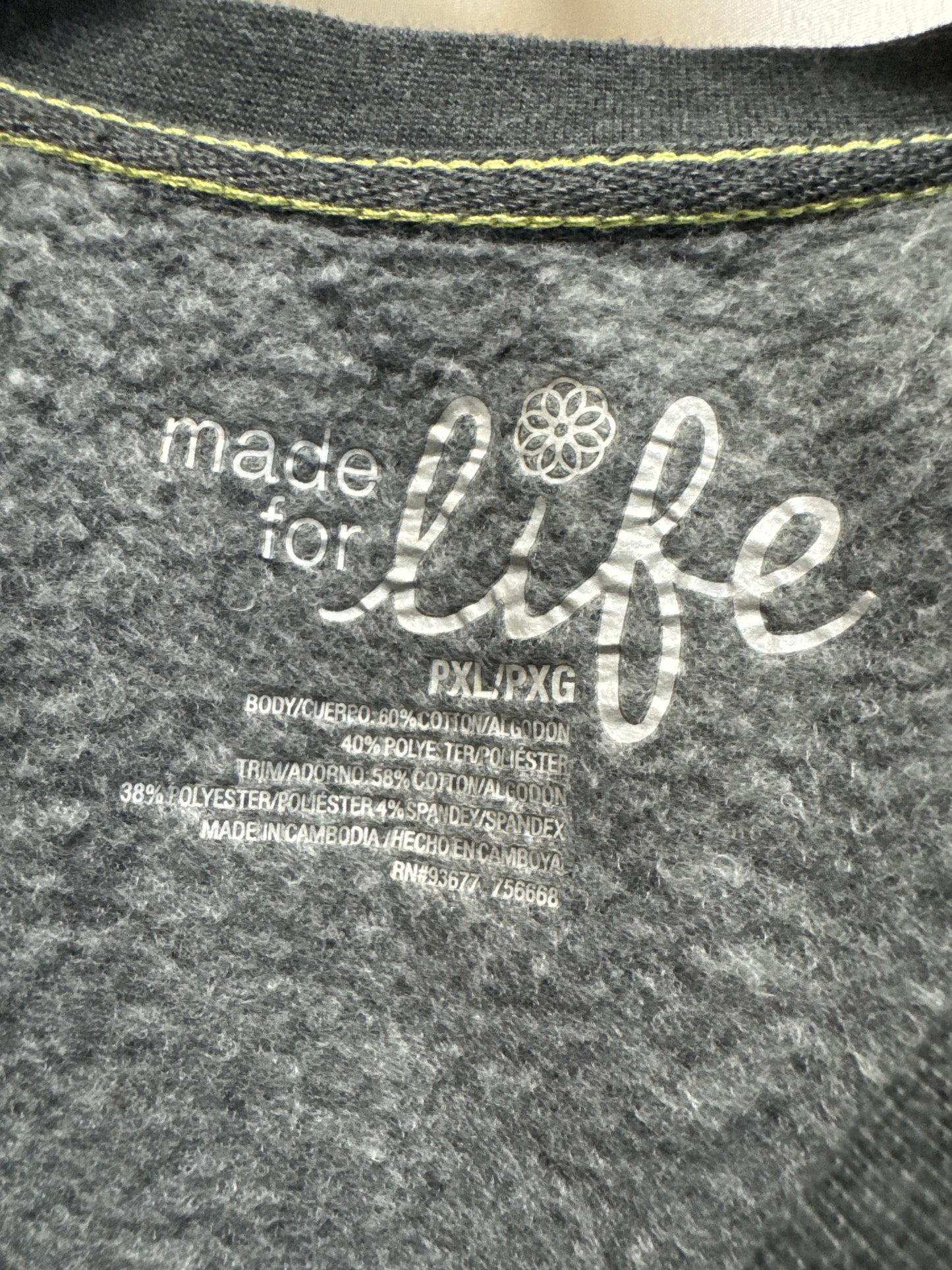 Top Long Sleeve By Made For Life In Grey, Size: Xlp