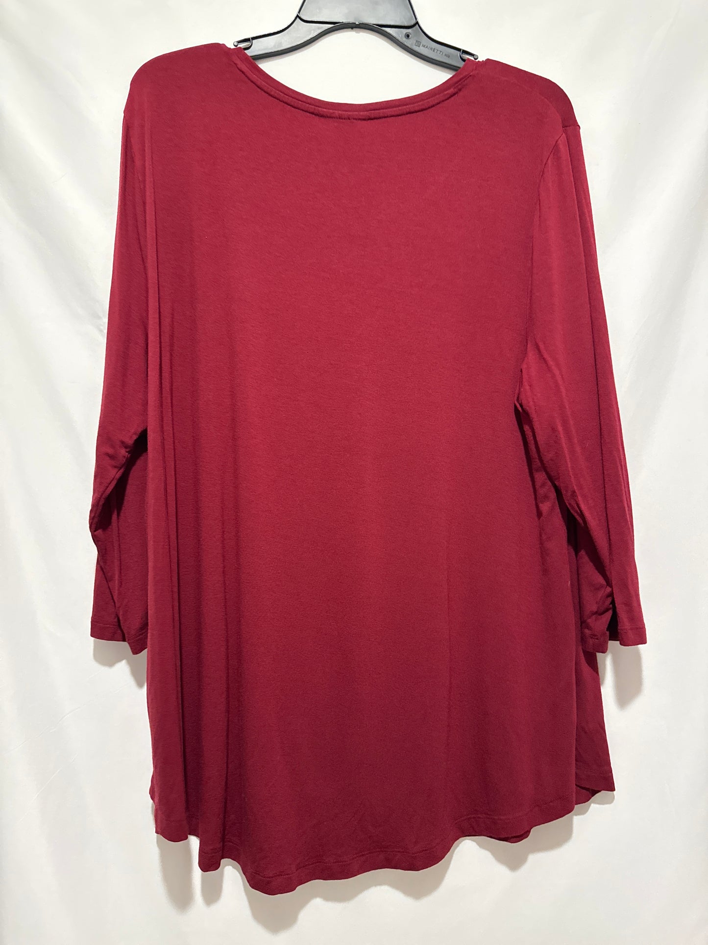 Top Long Sleeve By Jm Collections In Maroon, Size: Xl