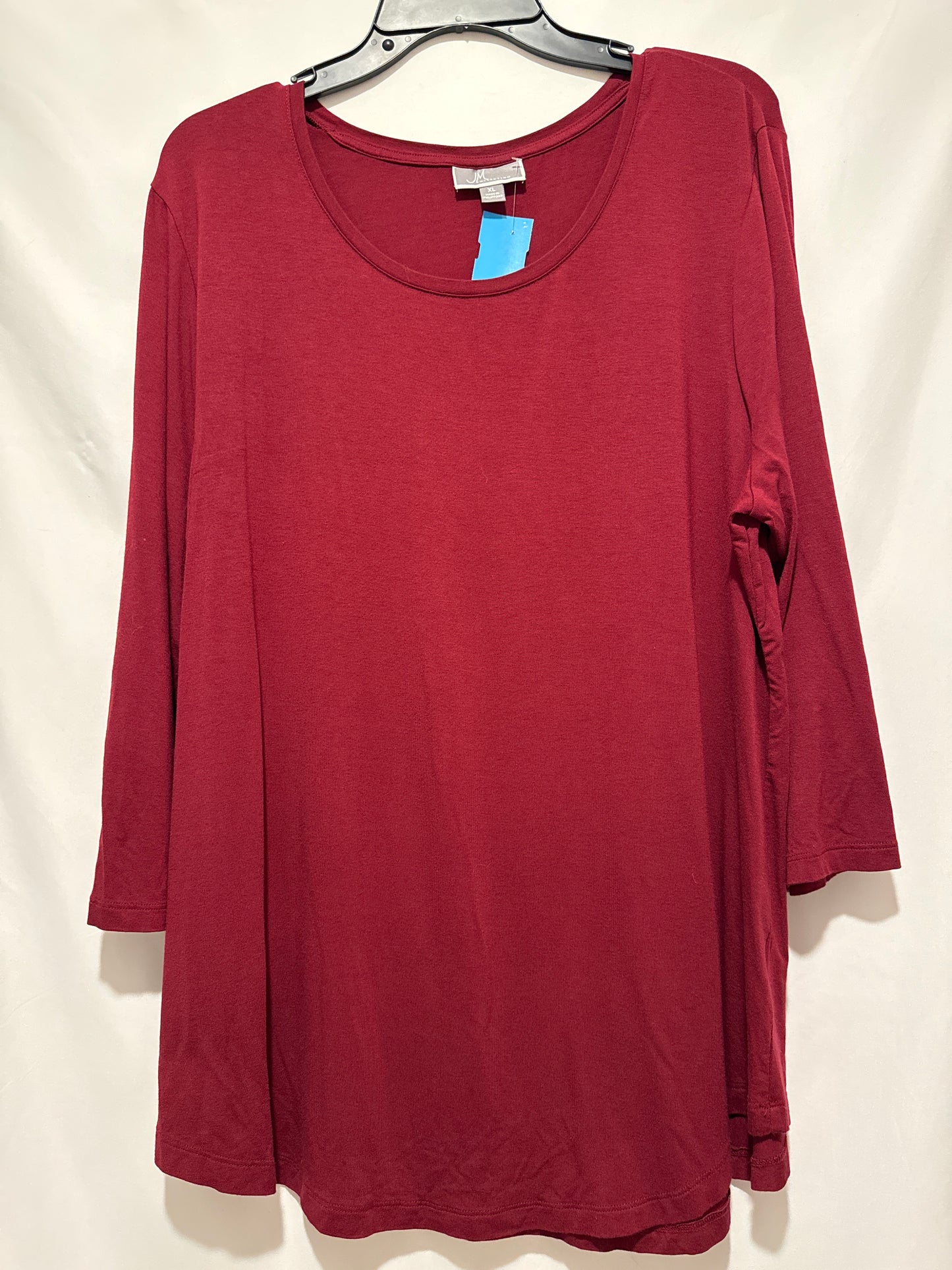 Top Long Sleeve By Jm Collections In Maroon, Size: Xl