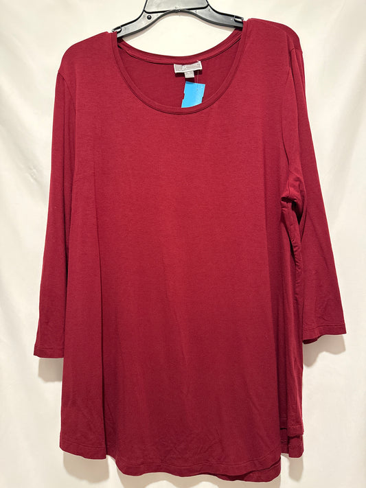 Top Long Sleeve By Jm Collections In Maroon, Size: Xl