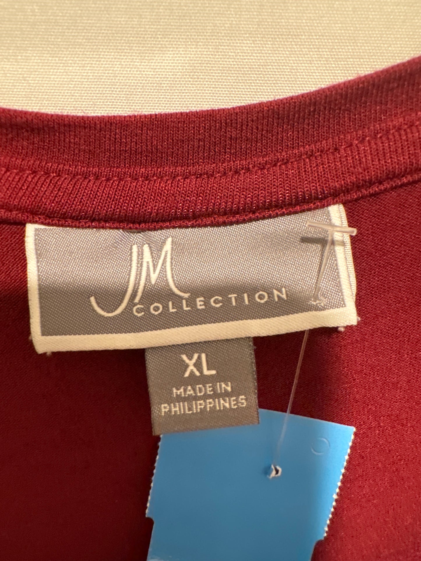 Top Long Sleeve By Jm Collections In Maroon, Size: Xl