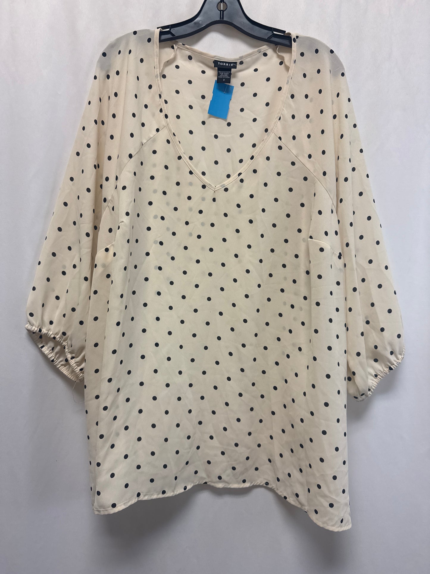 Top 3/4 Sleeve By Torrid In Polkadot Pattern, Size: 3x