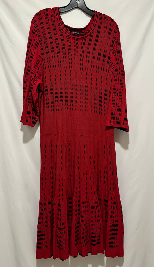 Dress Casual Midi By Ashley Stewart In Red, Size: 1x