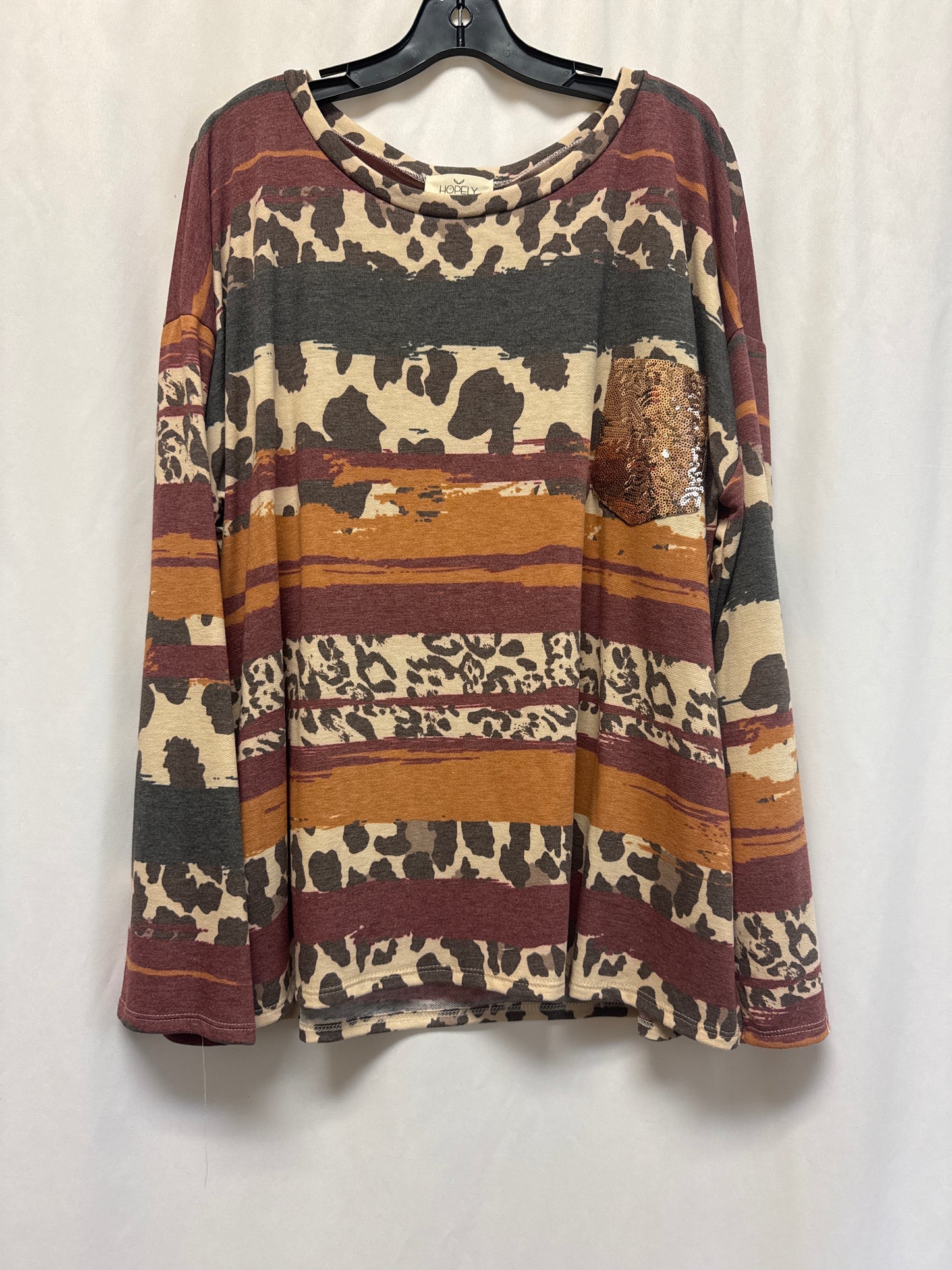 Top Long Sleeve By Clothes Mentor In Maroon, Size: 3x