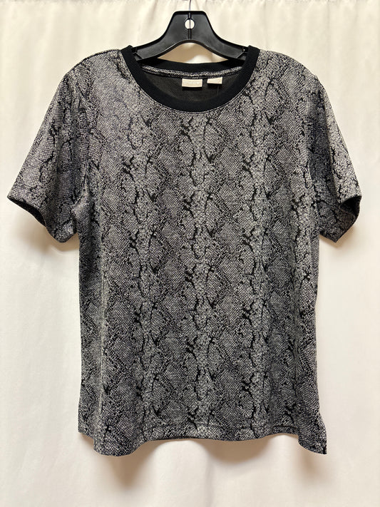 Top Short Sleeve By Chicos In Grey, Size: L