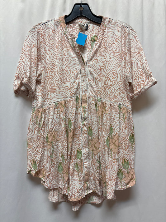 Top Short Sleeve By Anthropologie In Peach, Size: Xs