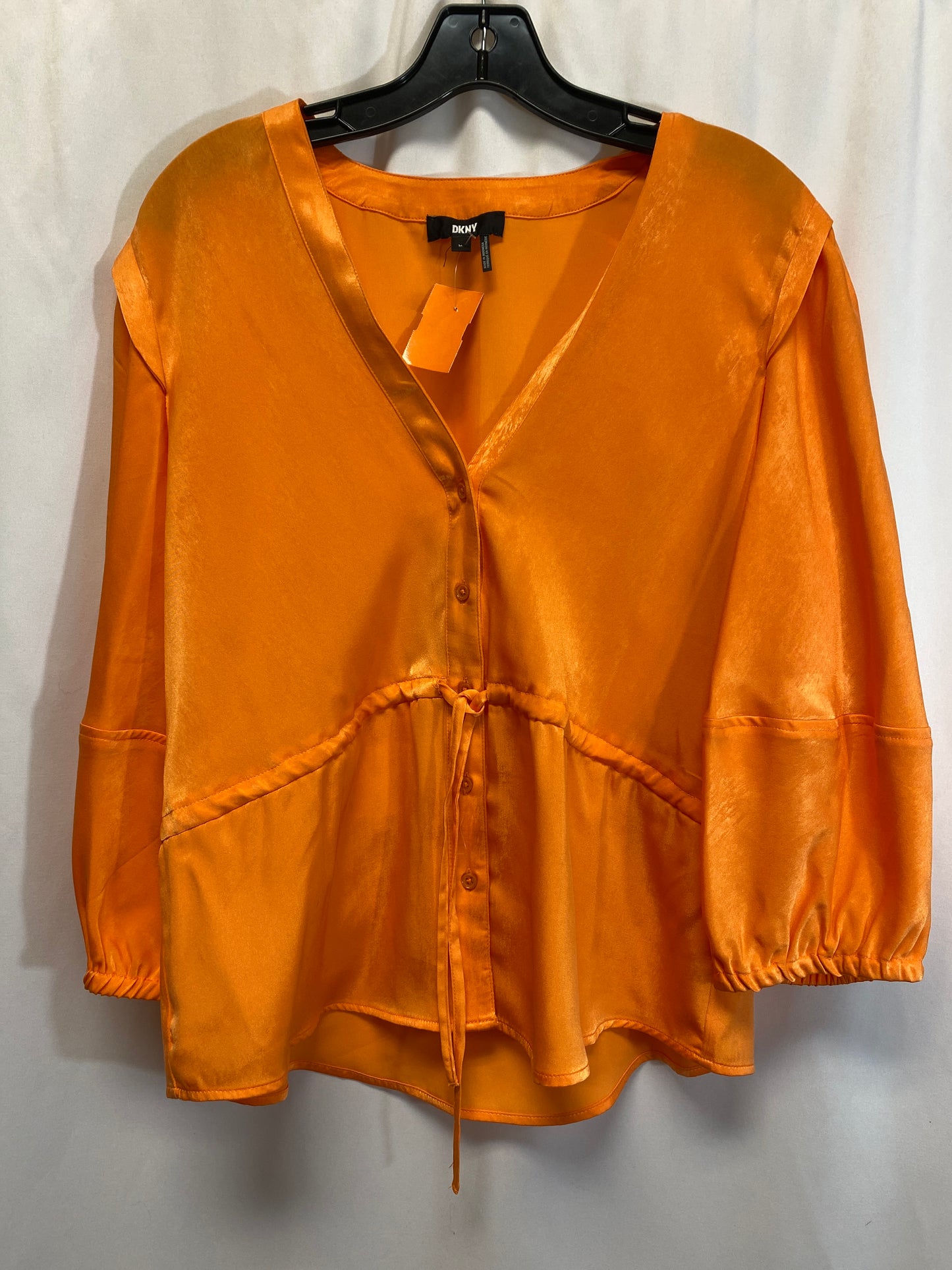 Top 3/4 Sleeve By Dkny In Orange, Size: M