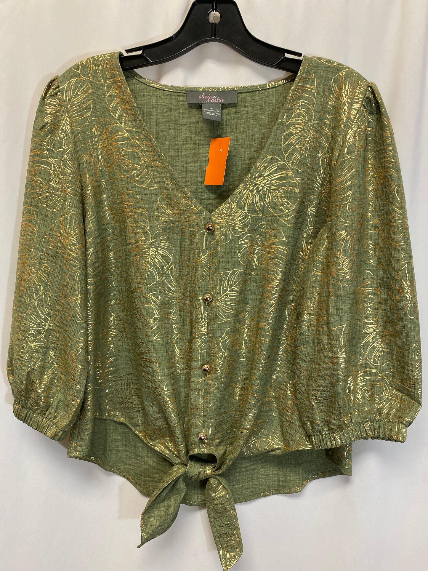 Top 3/4 Sleeve By Clothes Mentor In Green, Size: M