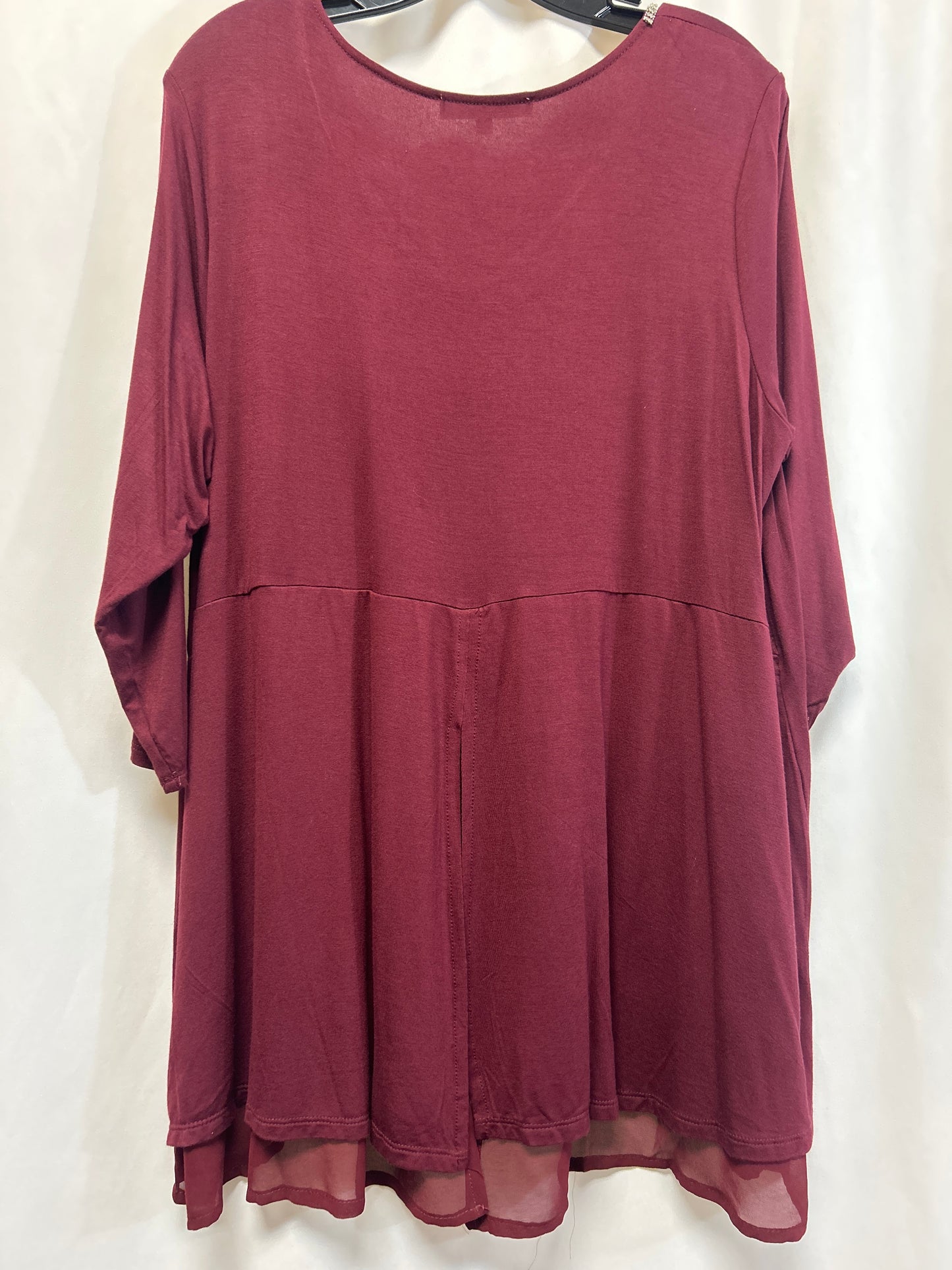 Top Long Sleeve By Rose And Olive In Maroon, Size: 1x