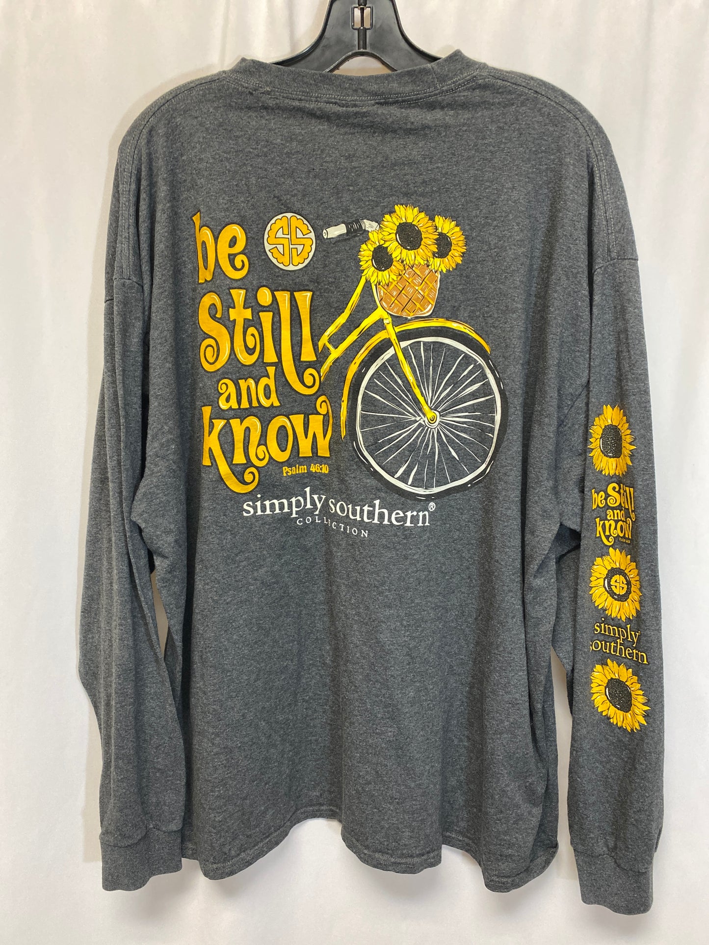 Top Long Sleeve By Simply Southern In Grey, Size: Xxl