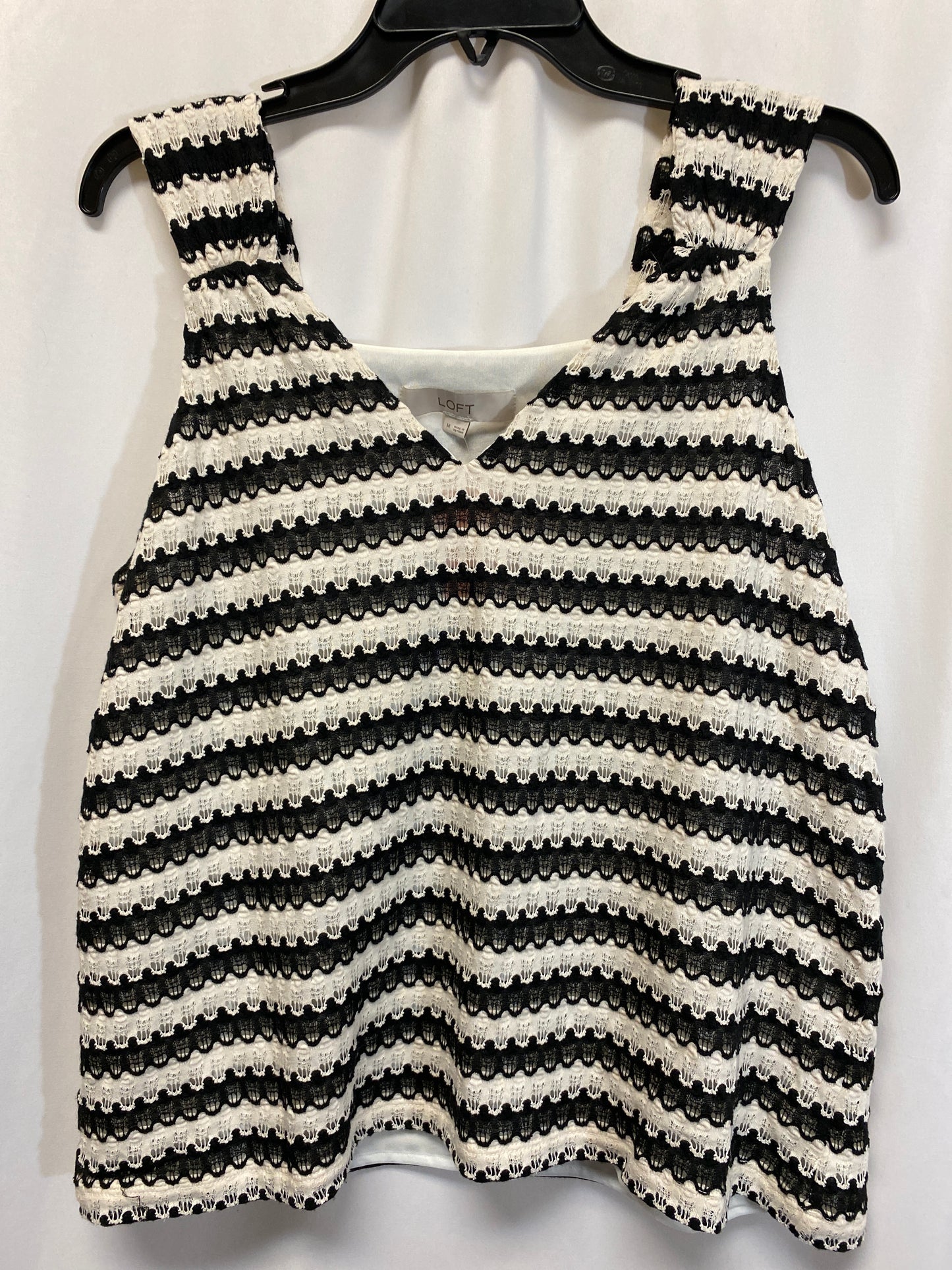 Top Sleeveless By Loft In Black & White, Size: M