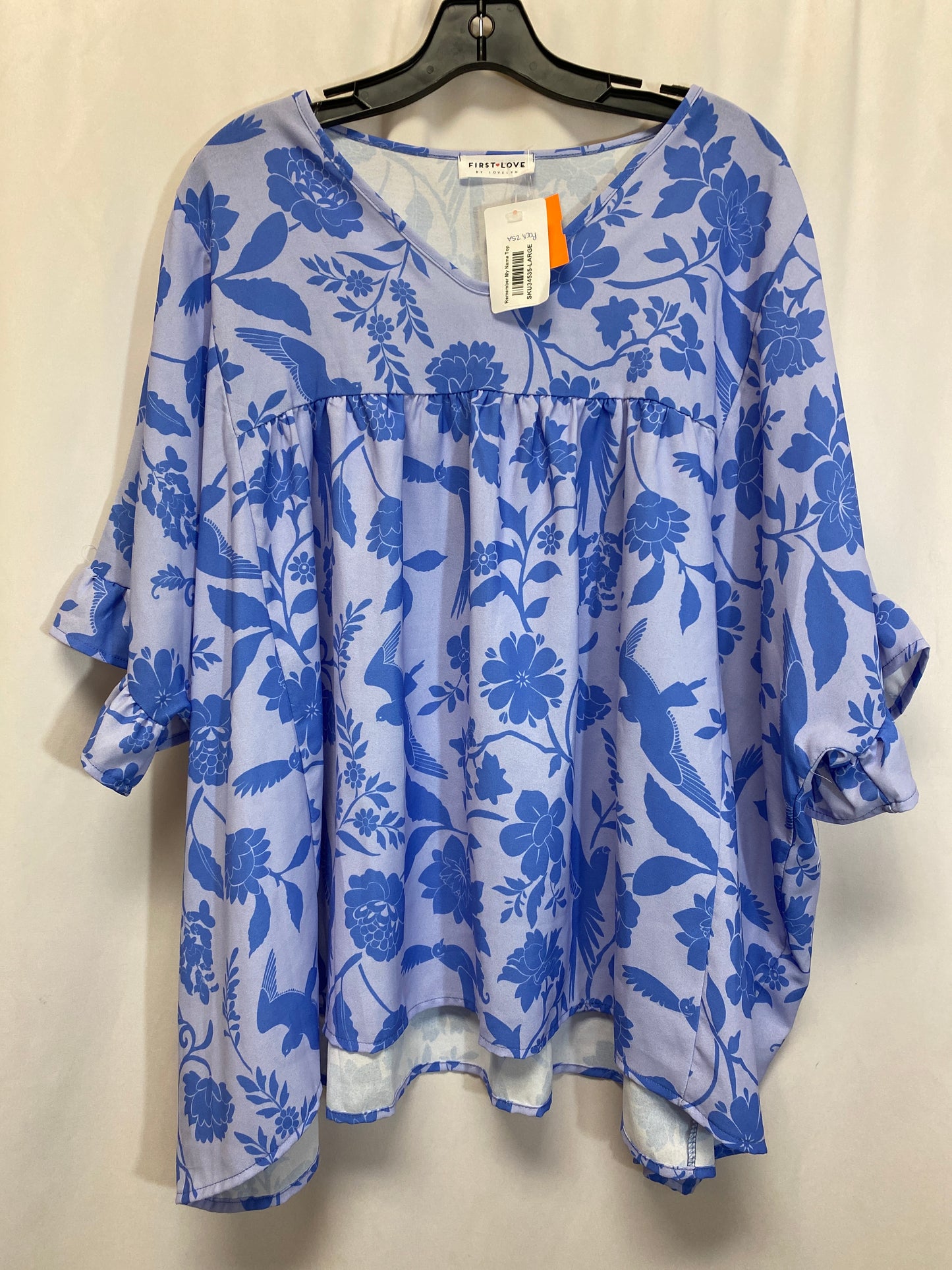 Top Short Sleeve By First Love In Blue, Size: L