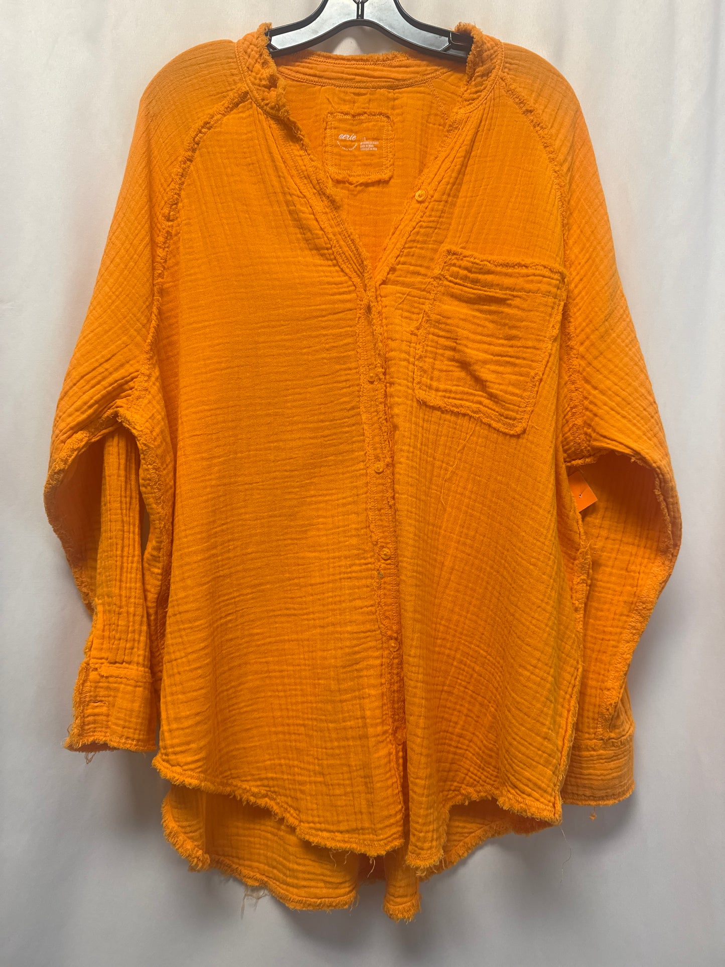 Top Long Sleeve By Aerie In Orange, Size: L