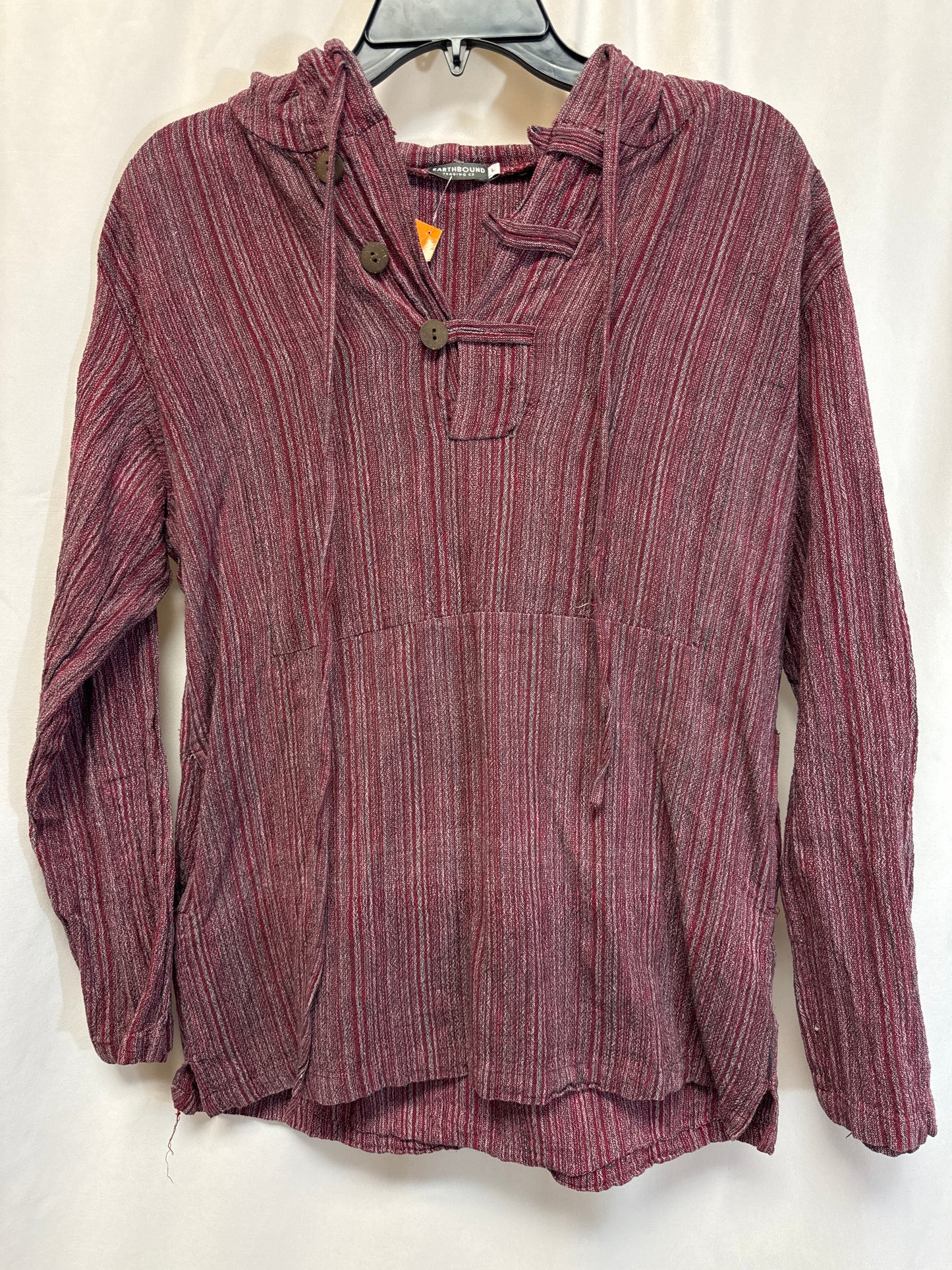 Top Long Sleeve By Earthbound In Maroon, Size: L