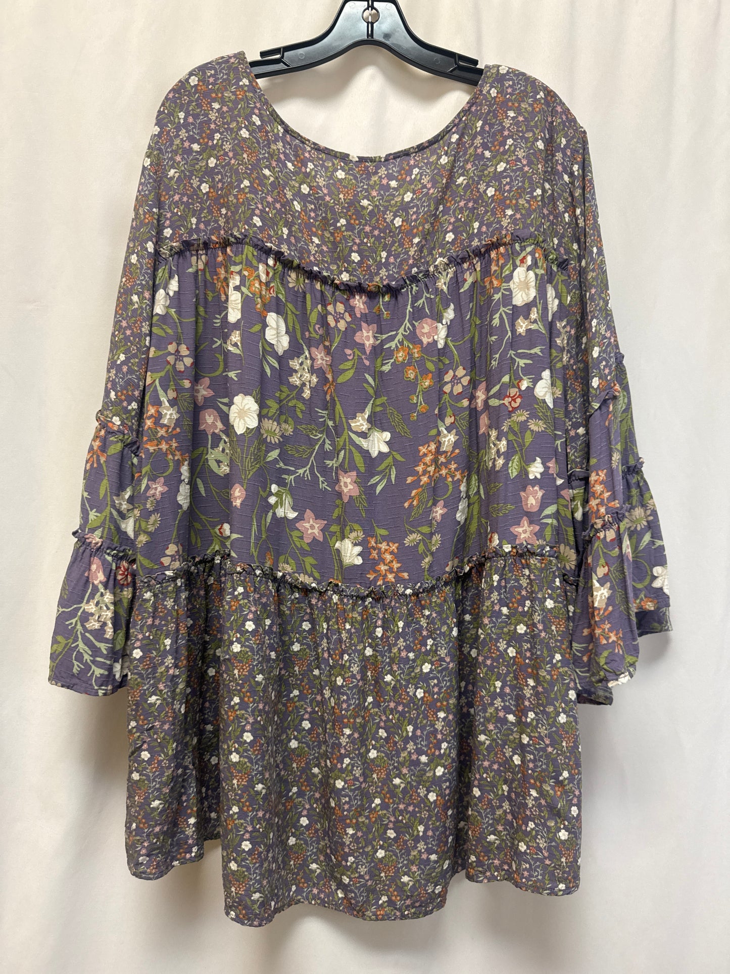 Top Long Sleeve By Cato In Purple, Size: 4x