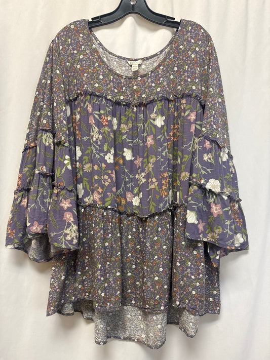 Top Long Sleeve By Cato In Purple, Size: 4x