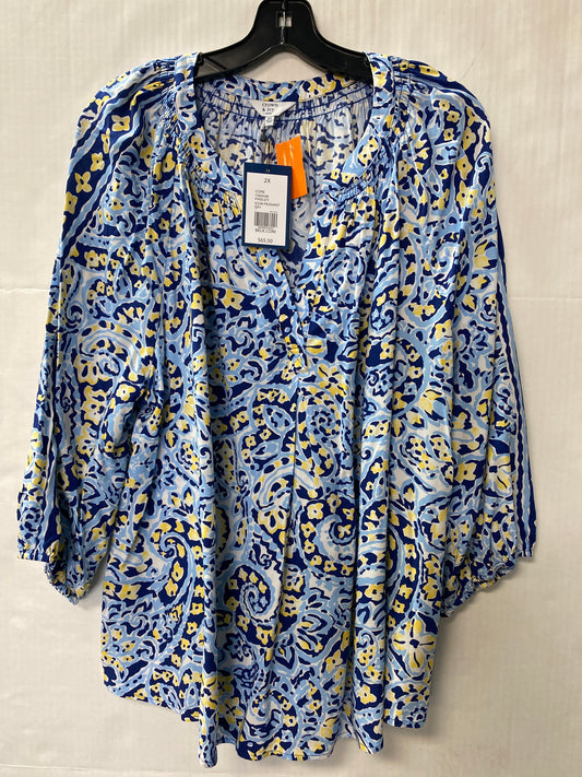 Top Long Sleeve By Croft And Barrow In Blue, Size: 2x