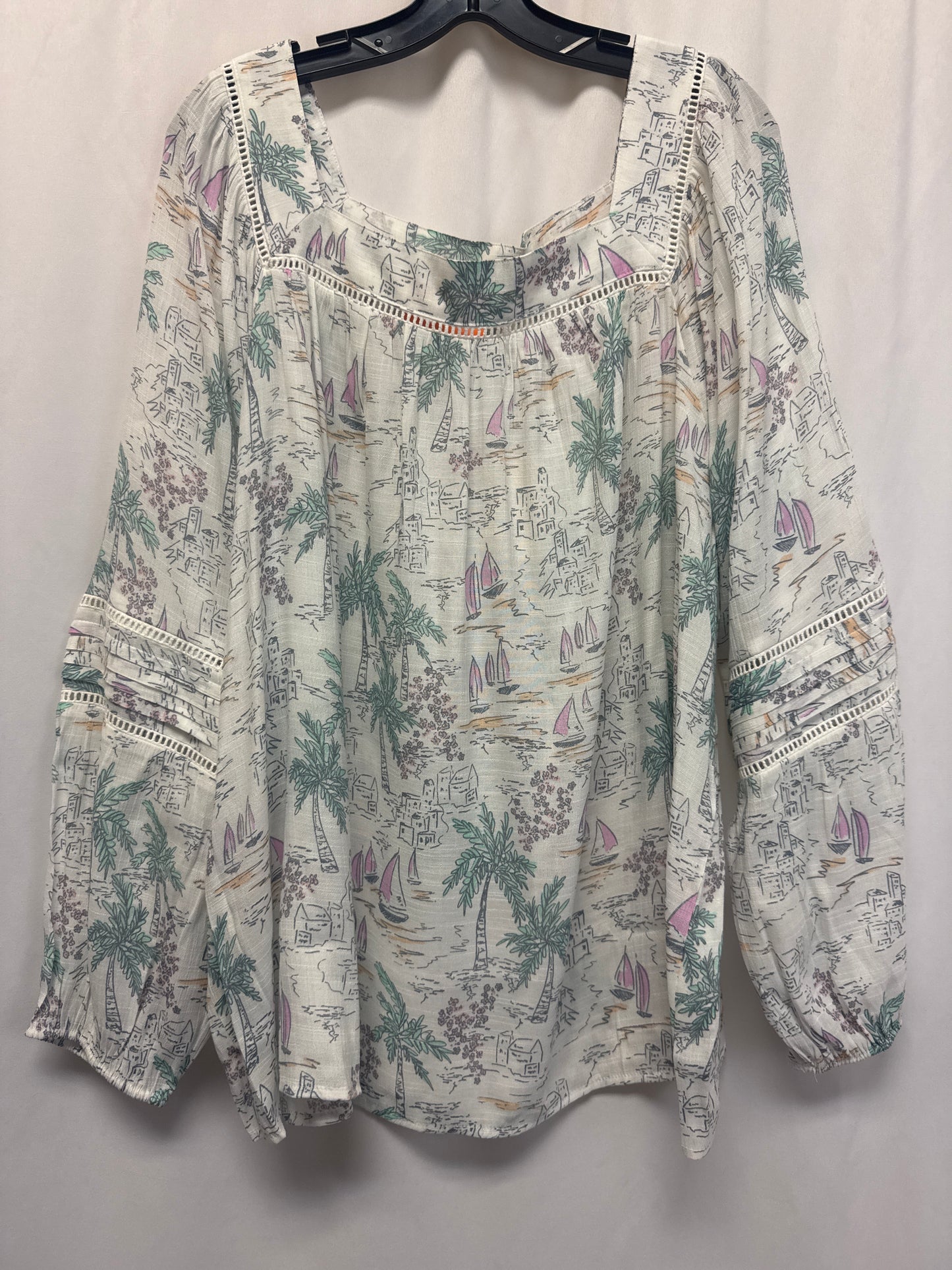 Top Long Sleeve By Lc Lauren Conrad In White, Size: 2x