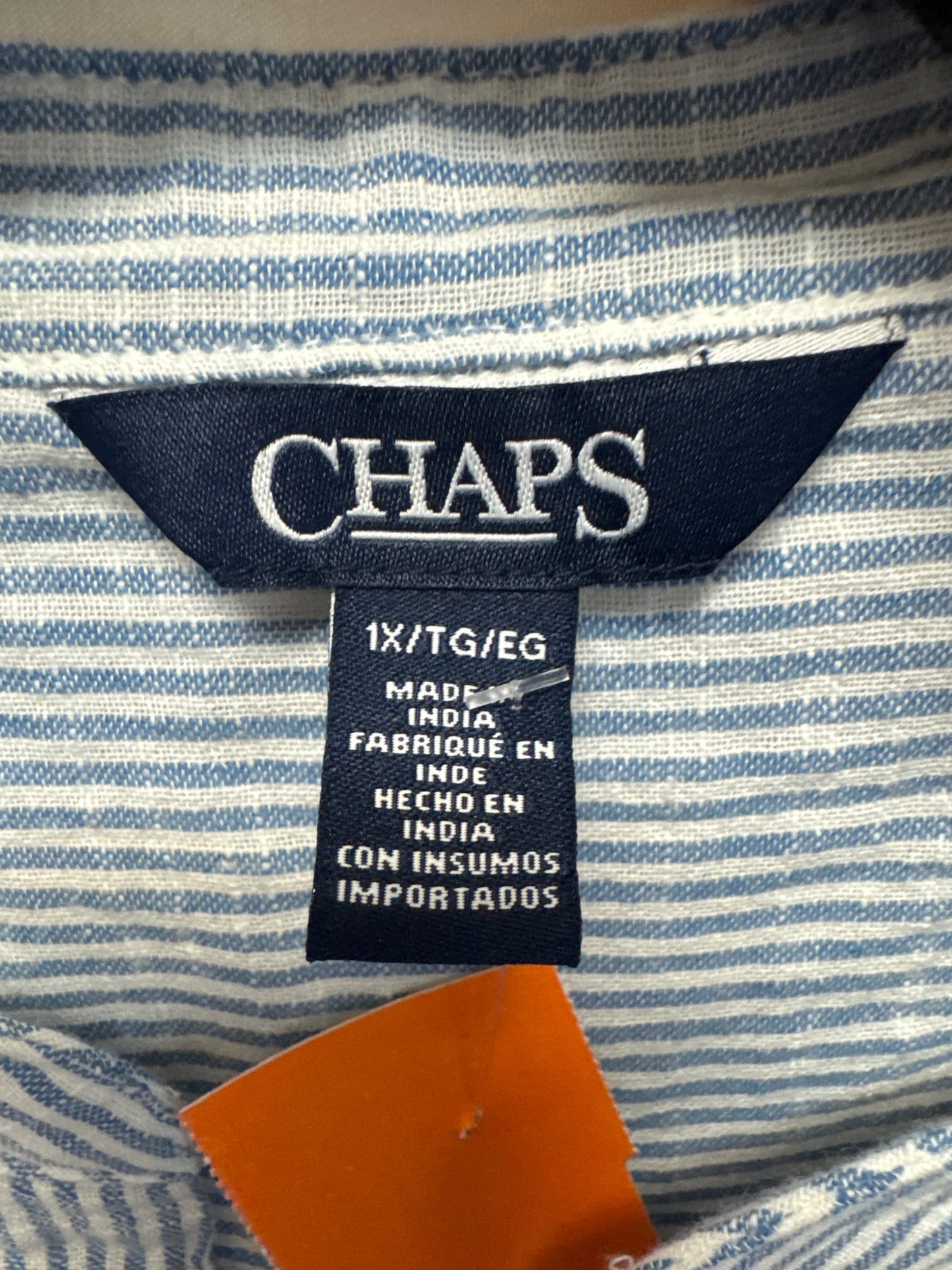 Top Long Sleeve By Chaps In Blue, Size: 1x