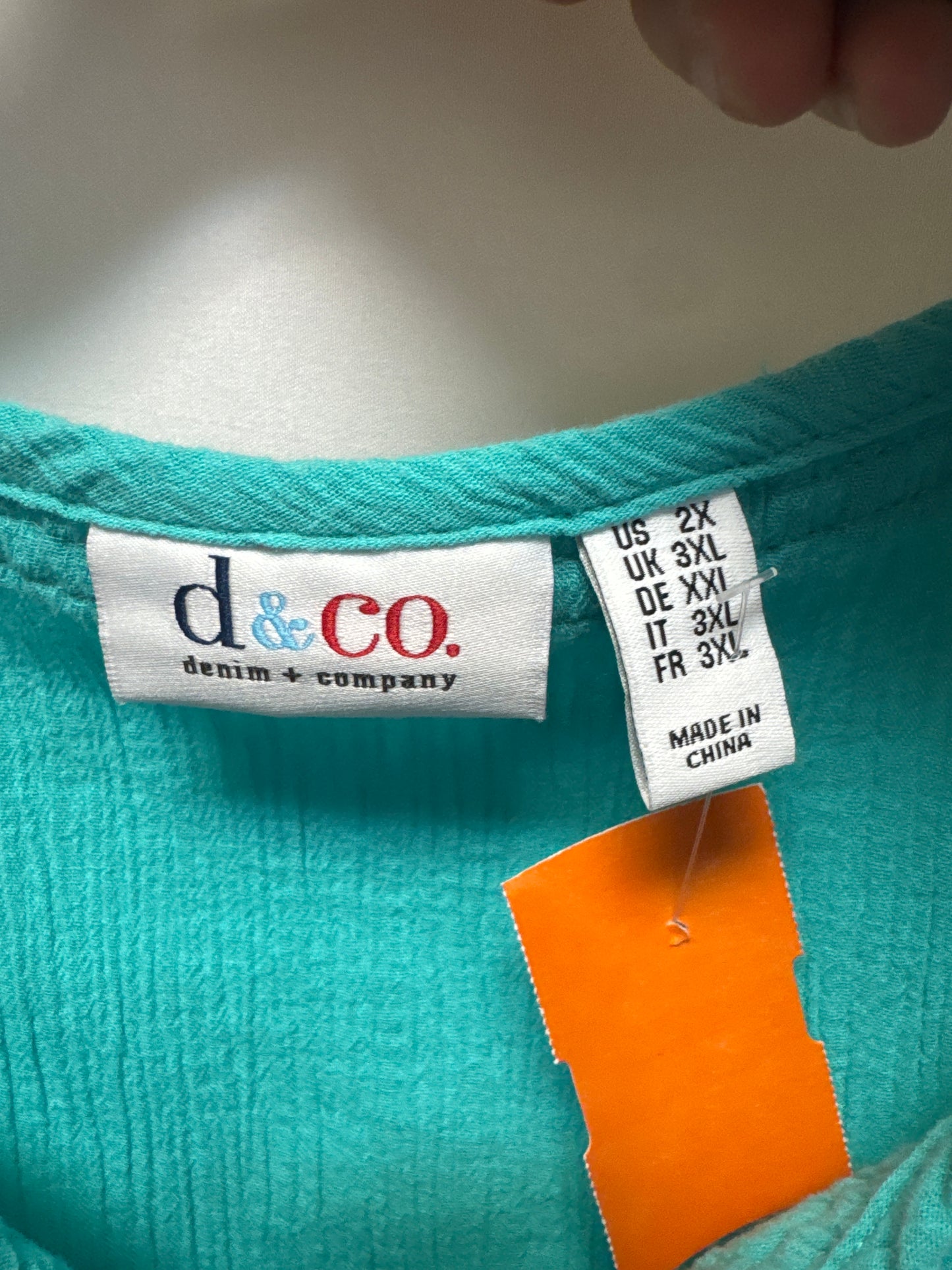 Top Long Sleeve By Denim And Company In Teal, Size: 2x