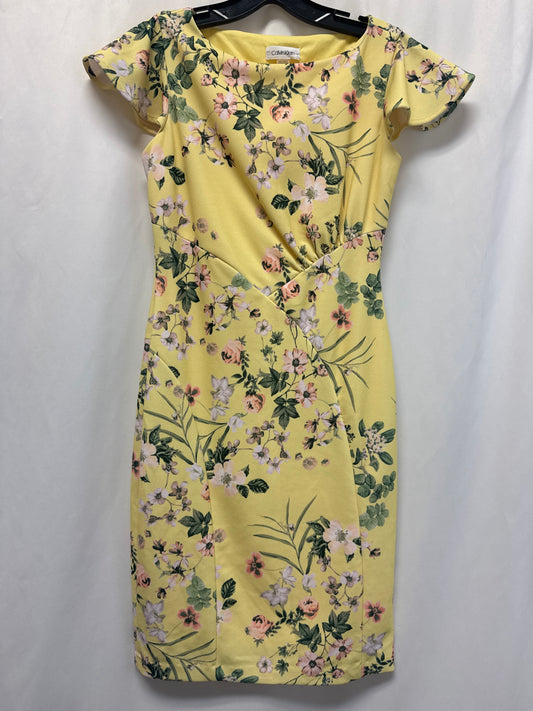 Dress Casual Midi By Calvin Klein In Yellow, Size: Xs