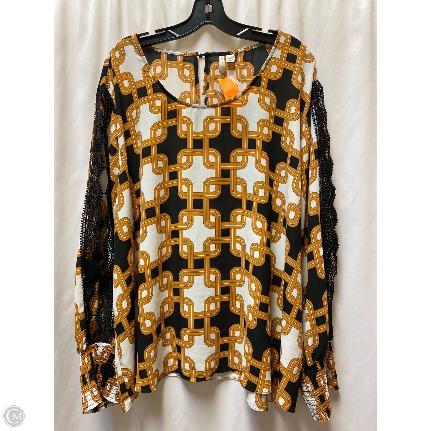 Top Long Sleeve By Cato In Brown, Size: 4x