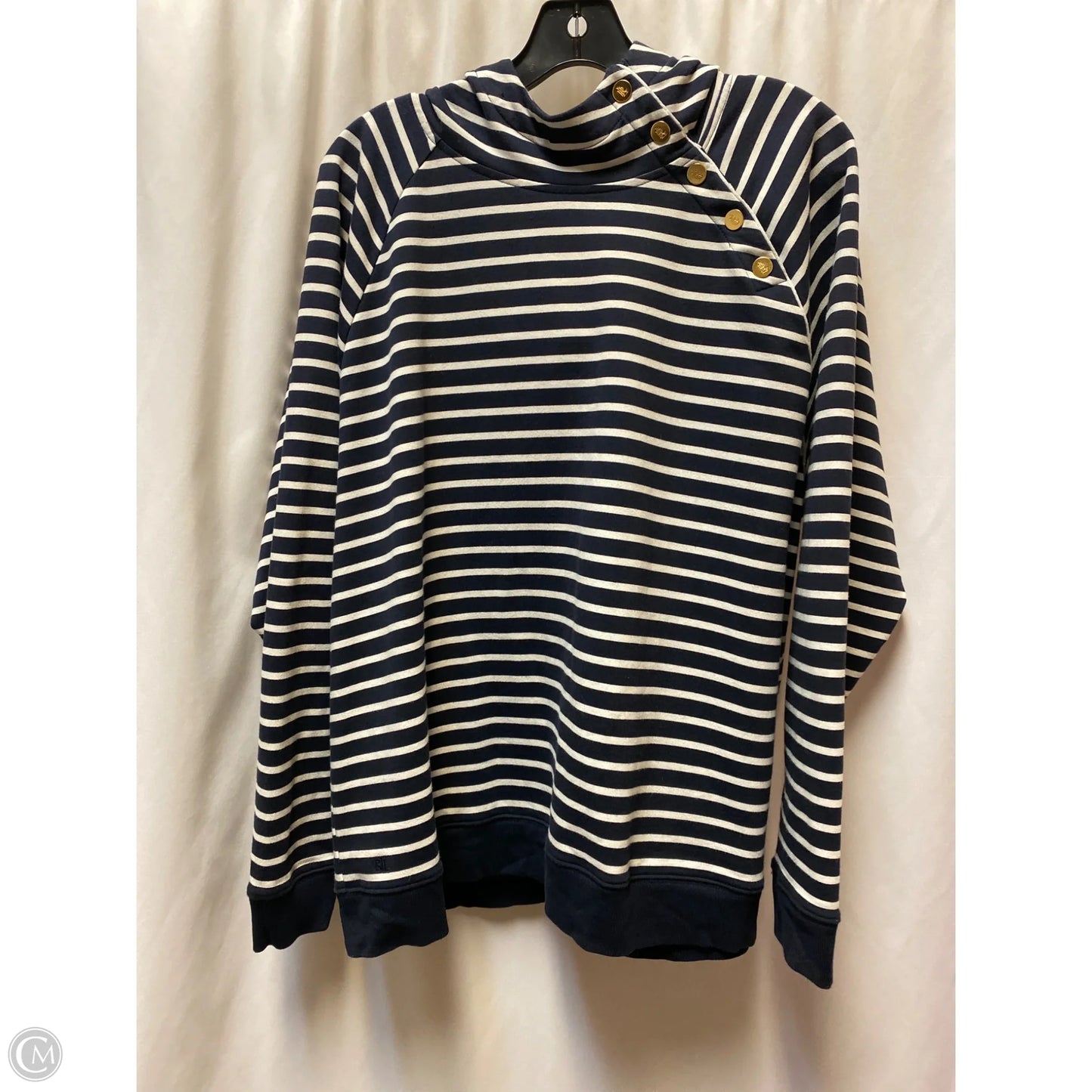 Top Long Sleeve By Lauren By Ralph Lauren In Blue, Size: Xxl