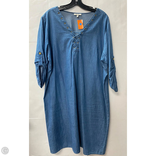 Dress Casual Midi By Mph In Blue Denim, Size: 3x