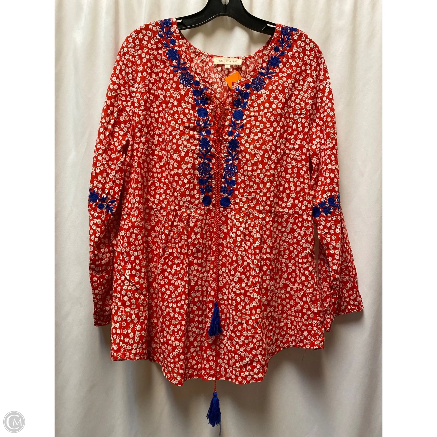 Top Long Sleeve By Solitaire In Red, Size: Xl