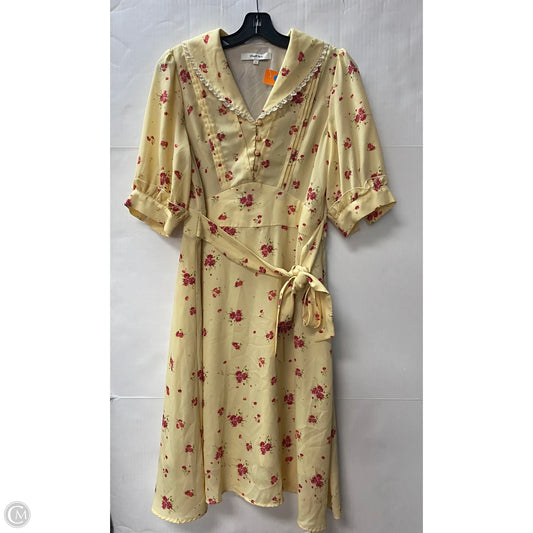 Dress Casual Midi By Clothes Mentor In Yellow, Size: L