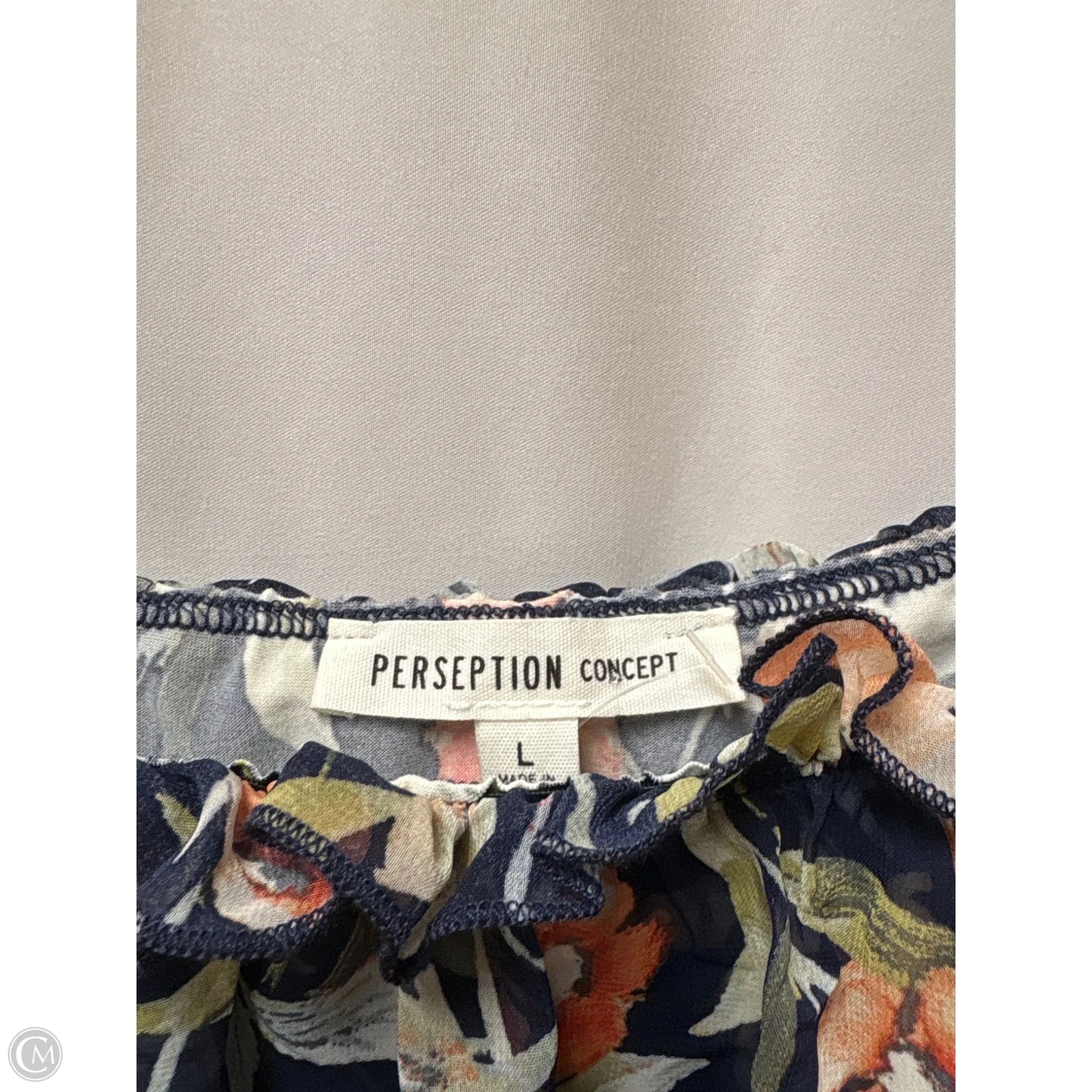 Top Short Sleeve By Perseption Concept In Blue, Size: L