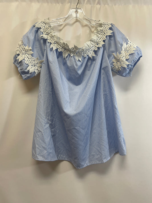 Blue Top Short Sleeve Listicle, Size L