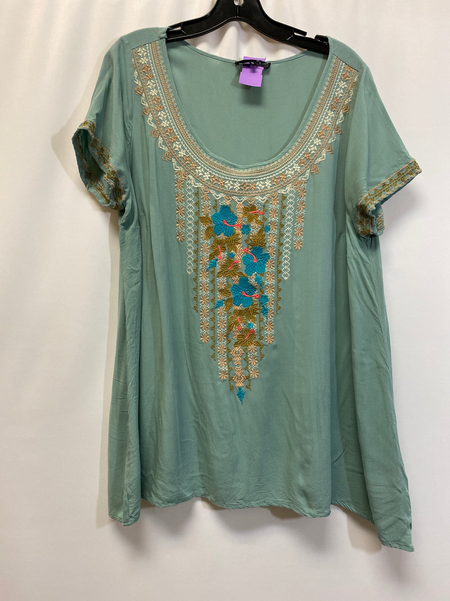 Teal Top Short Sleeve Andree By Unit, Size 1x