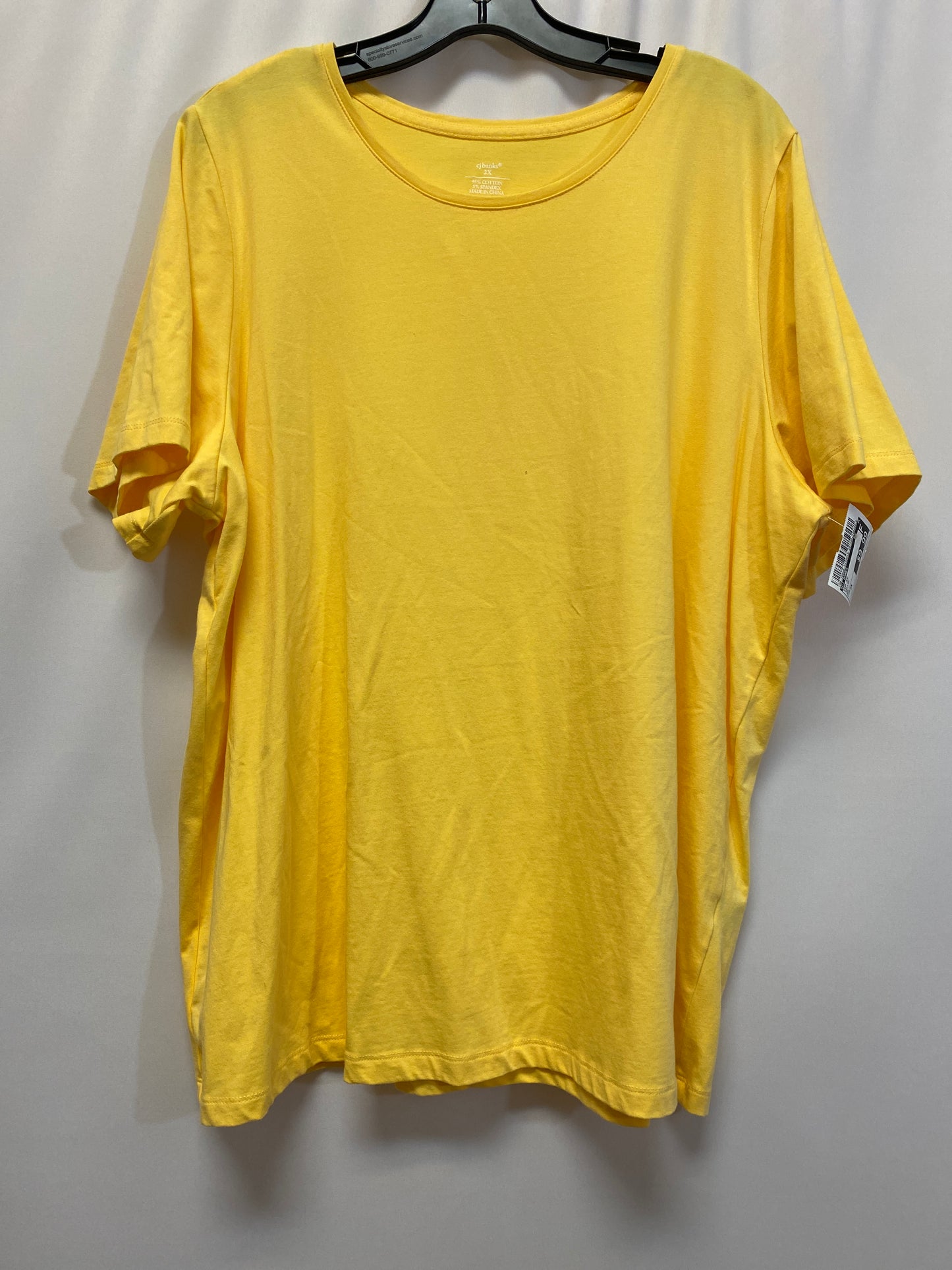 Yellow Top Short Sleeve Cj Banks, Size 2x