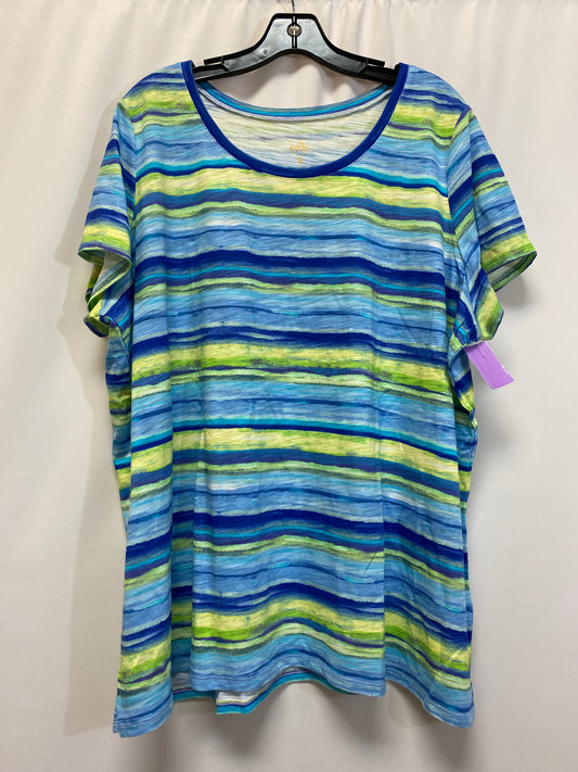 Blue & Green Top Short Sleeve Clothes Mentor, Size 2x