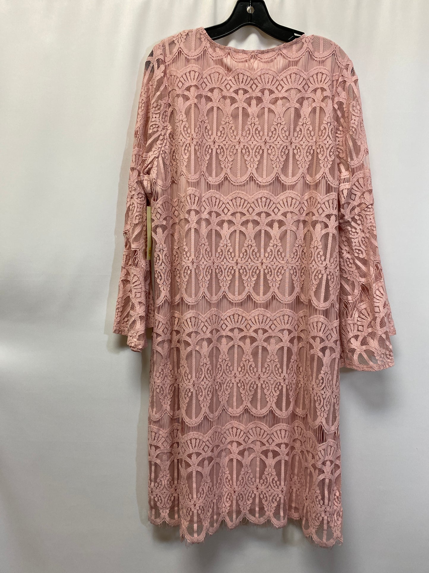 Pink Dress Casual Midi Tacera, Size 2x