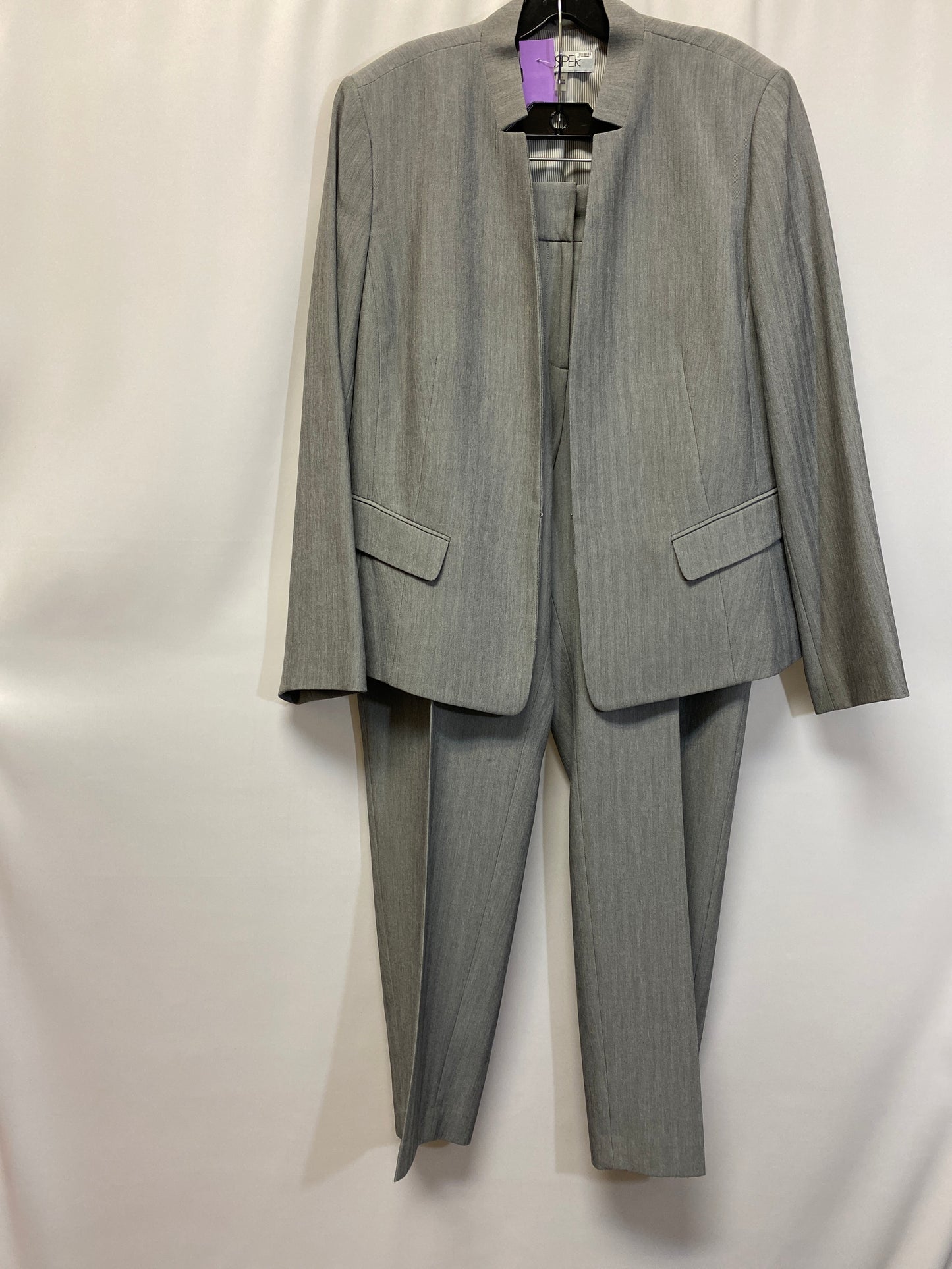 Grey Pants Suit 2pc Kasper, Size Xl