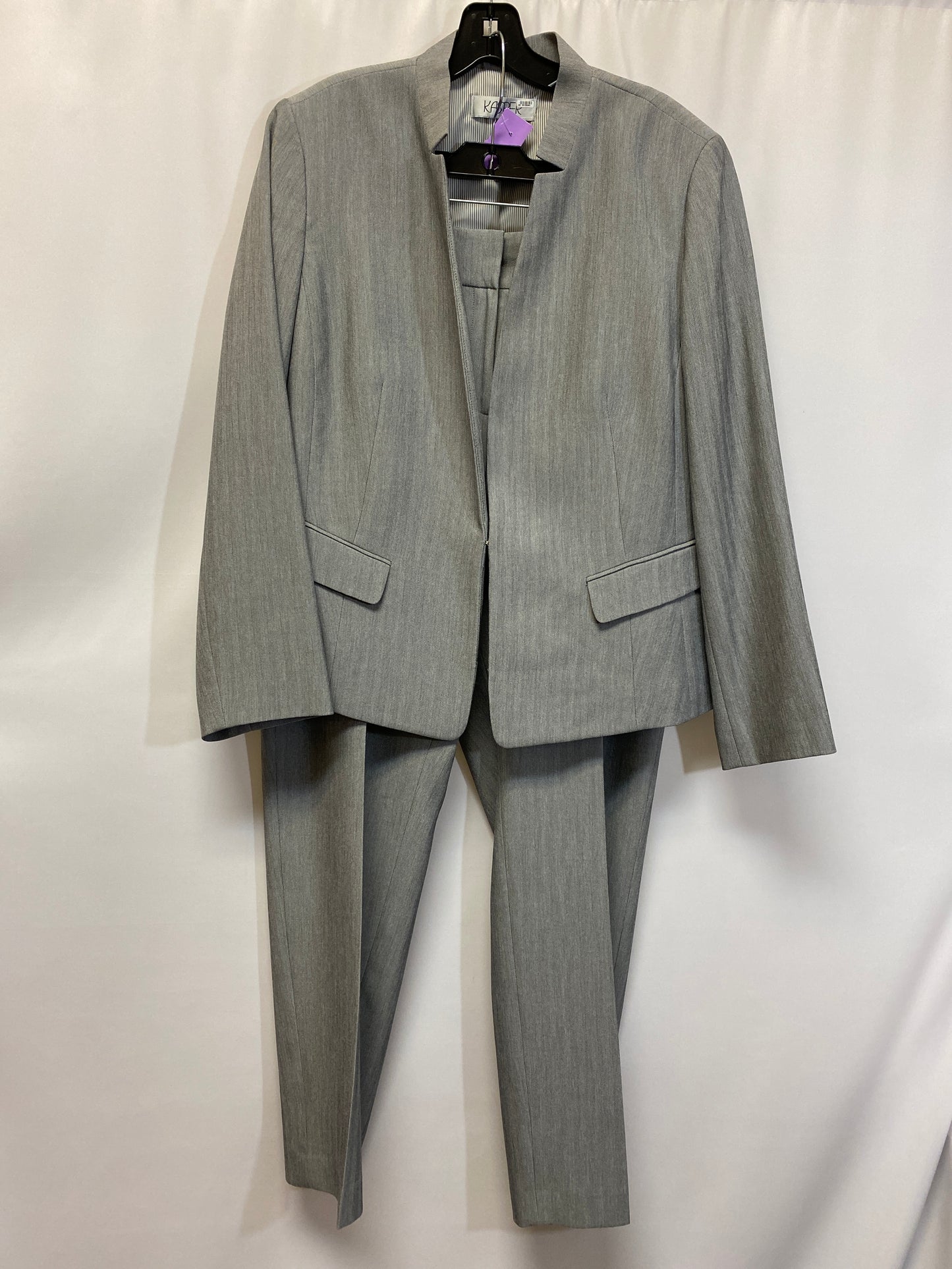 Grey Pants Suit 2pc Kasper, Size Xl