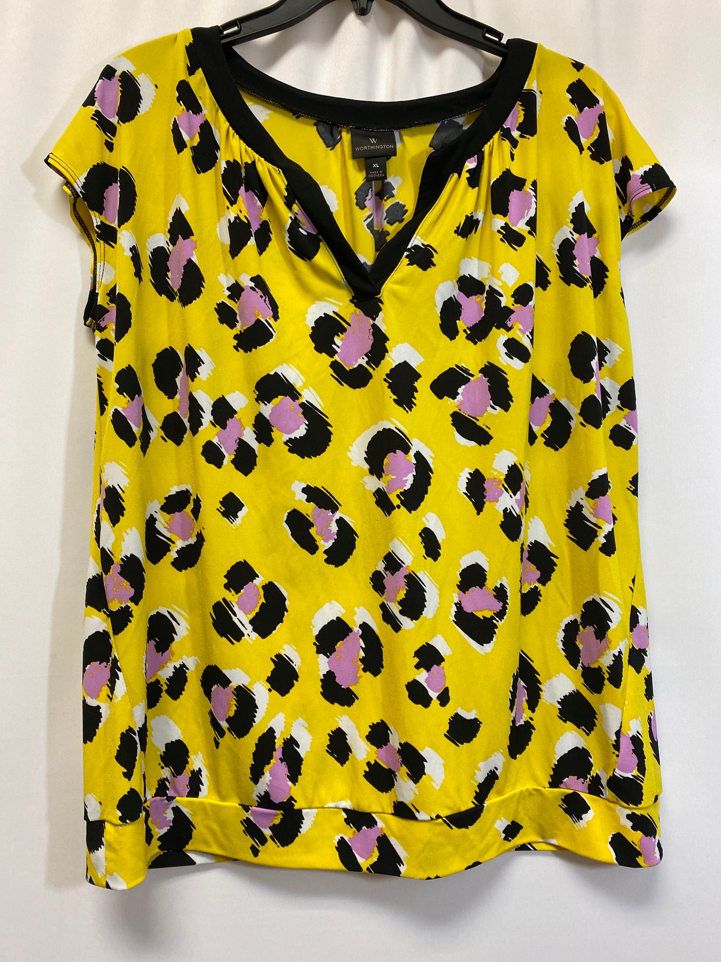 Yellow Top Short Sleeve Worthington, Size Xl